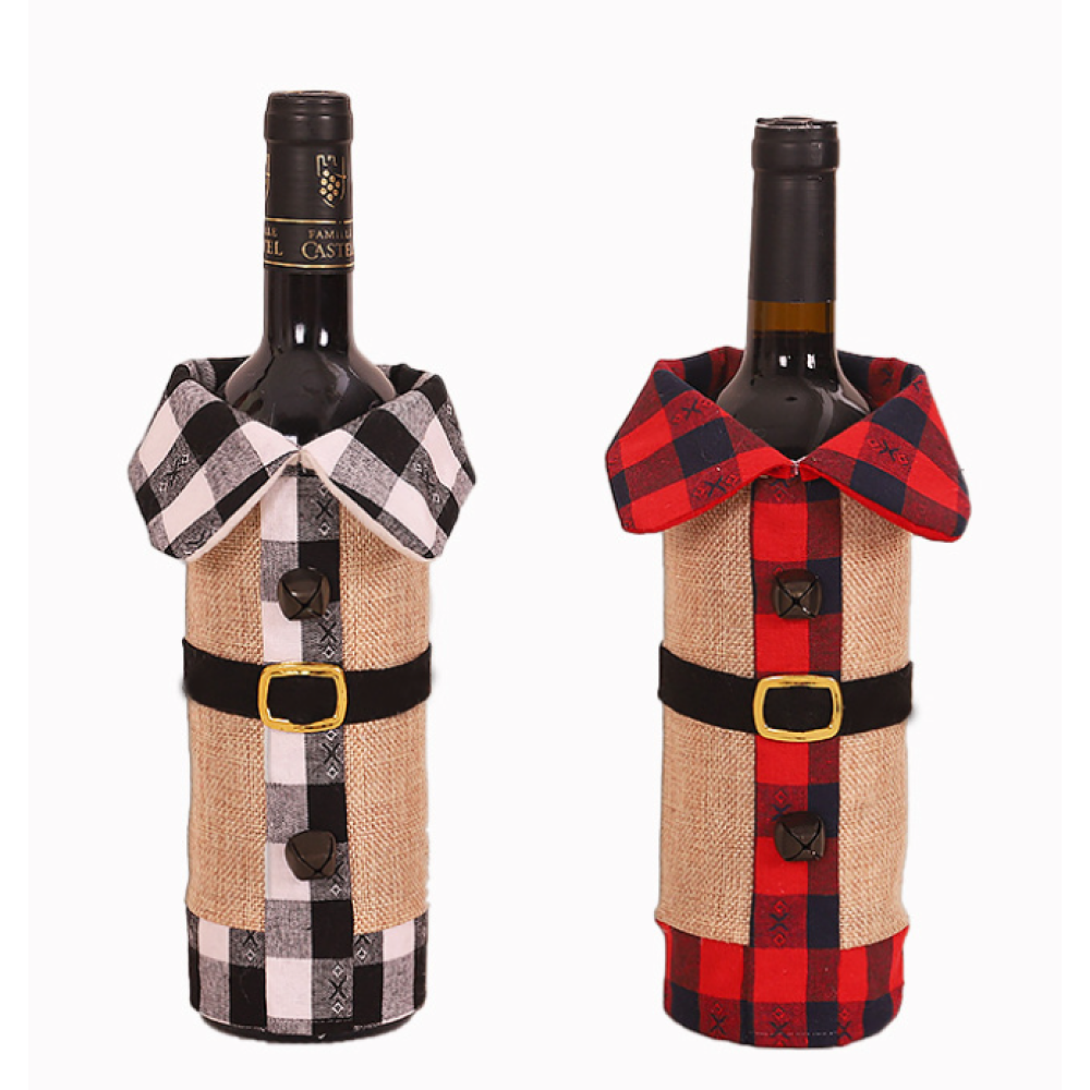 Xmas Bottle Wine Hessian Bag Outfit Decoration